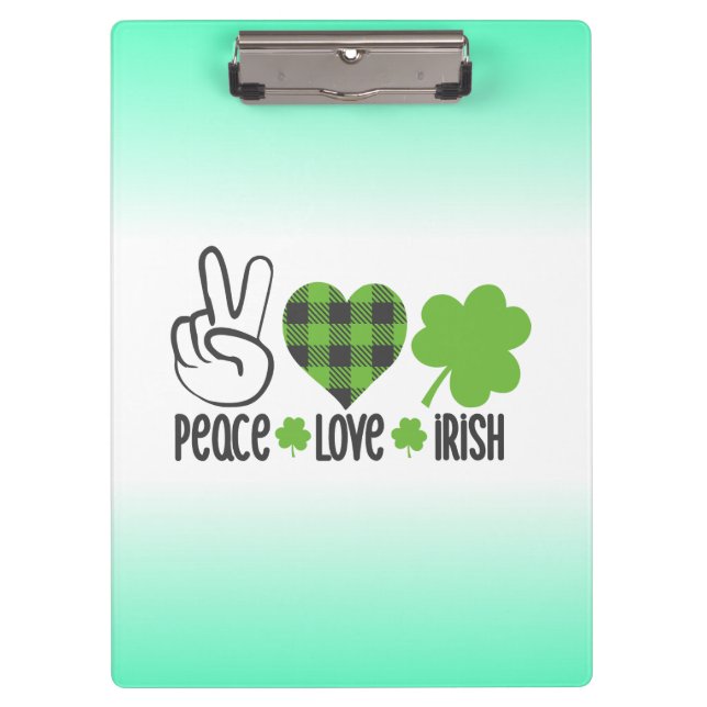 Peace Love Irish St. Patrick's Day Design-66677 Clipboard (Front)