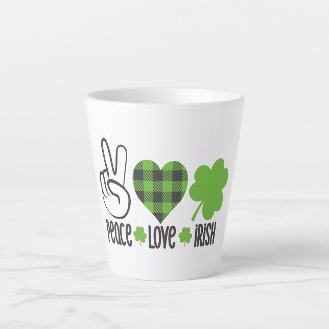 Peace Love Irish St. Patrick's Day Design-66677 Latte Mug (Front)