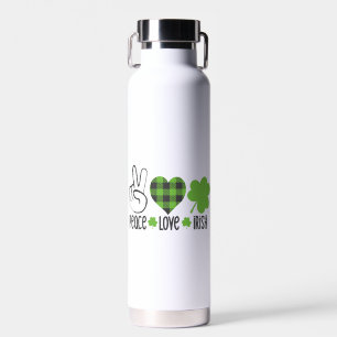 Peace Love Irish St. Patrick's Day Design-66677 Water Bottle