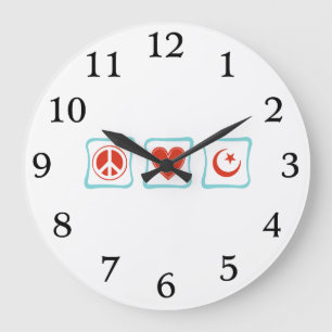Peace Love Islam Squares Large Clock