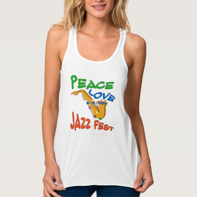 Peace Love Jazz Fest Sax Singlet (Front)