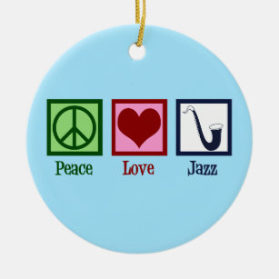 Peace Love Jazz Music Saxophone Ceramic Tree Decoration