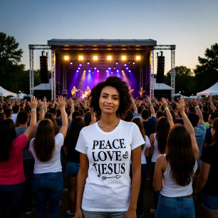Peace Love Jesus Bold Faith Statement Tee
