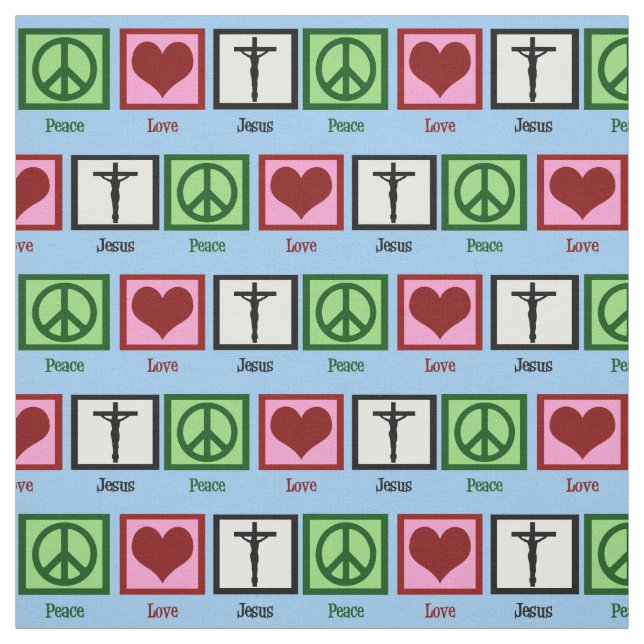 Peace Love Jesus Christ Religious Christian Cross Fabric (Swatch)