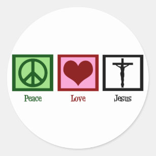 Peace Love Jesus Classic Round Sticker