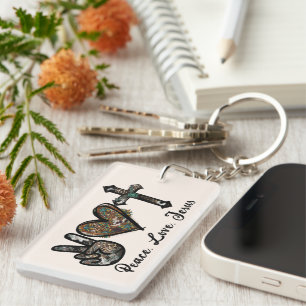 Peace - Love - Jesus Key Ring