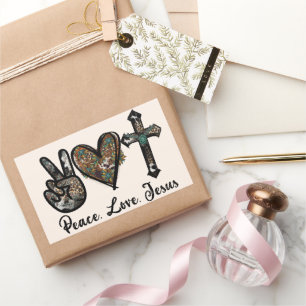 Peace - Love - Jesus Rectangular Sticker