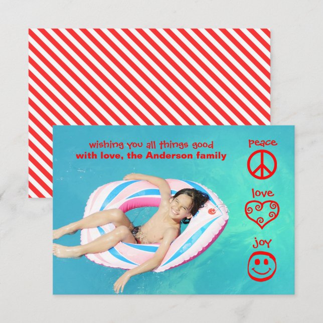 Peace, Love, Joy - 3x5 Christmas Card (Front/Back)