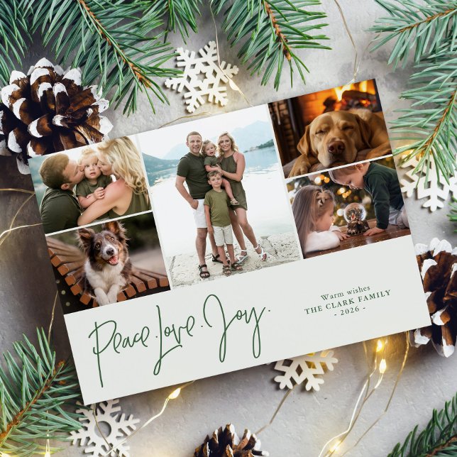 "Peace Love Joy" 5 Photo Gallery Holiday Card (Creator Uploaded)