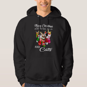 Peace Love Joy And Cat In Sock Christmas Hoodie