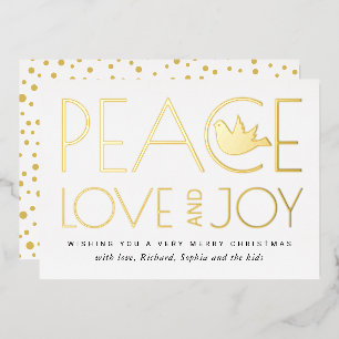 Peace, Love, Joy and dove Christmas gold
