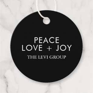 Peace Love Joy Black White Christmas Holiday Favour Tags