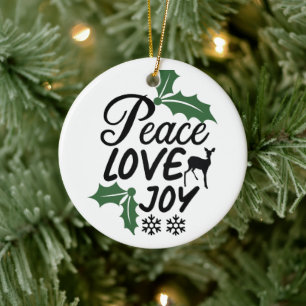 Peace love joy ceramic tree decoration