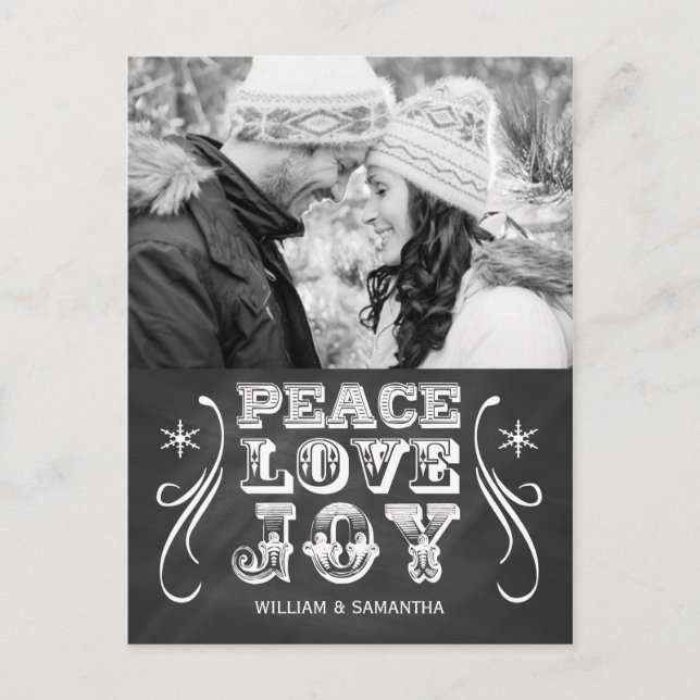 Peace Love Joy Chalkboard Holiday Postcard (Front)
