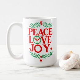 Peace Love Joy Christmas Festive Holiday  Coffee Mug