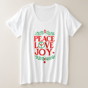 Peace Love Joy Christmas Festive Holiday  Plus Size T-Shirt