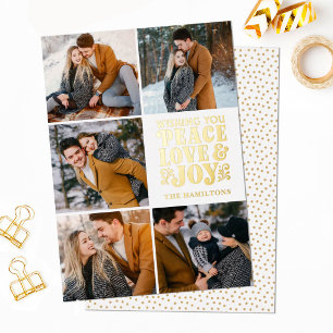 Peace Love Joy Christmas Gold Foil Photo