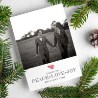 Peace Love Joy Christmas Holiday Couples Photo