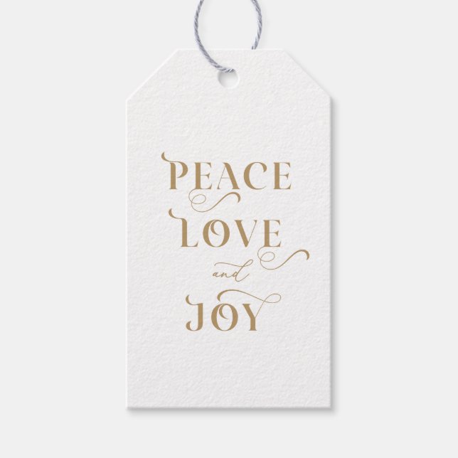 Peace, Love & Joy Christmas Holiday Gift Tag (Front)