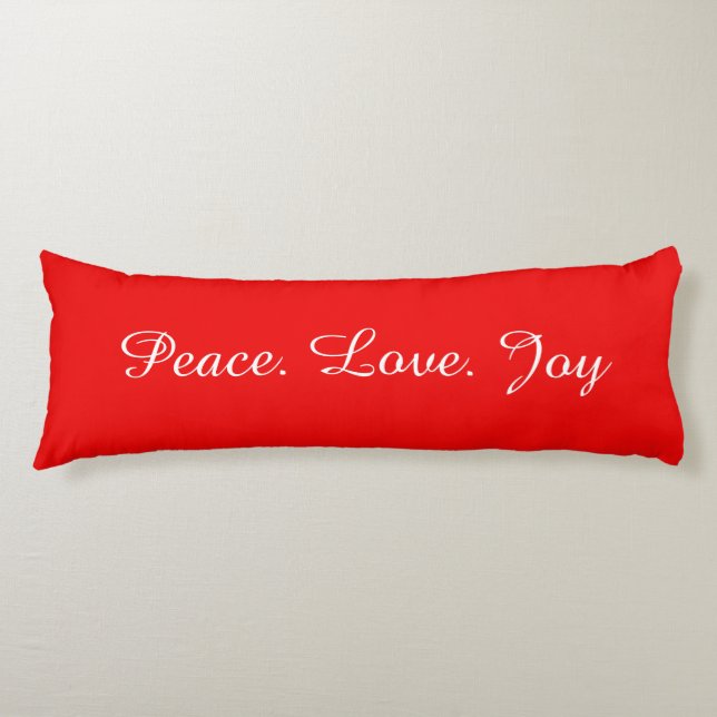 Peace Love Joy Christmas New Year Holidays Red Body Cushion (Front)