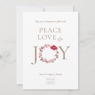 PEACE LOVE JOY Christmas Wreath Business Holiday Card