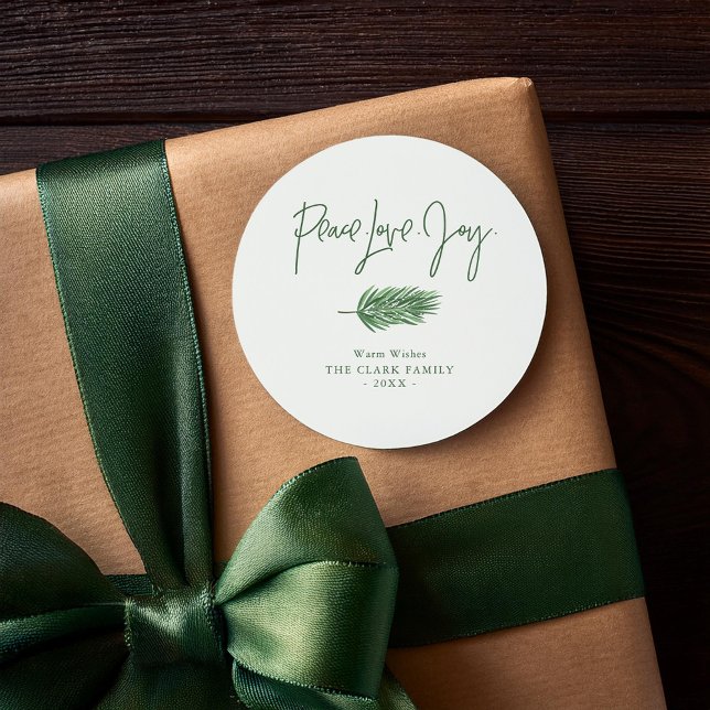 "Peace Love Joy" Classic Round Sticker (Creator Uploaded)