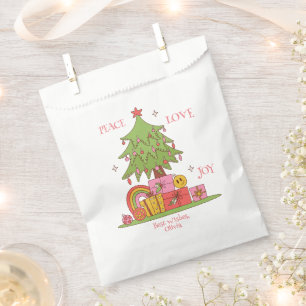 Peace, Love & Joy - Cute Retro Christmas Tree Favour Bags