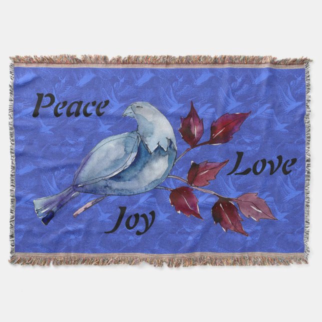 Peace/Love/Joy Dove Throw Blanket (Front)
