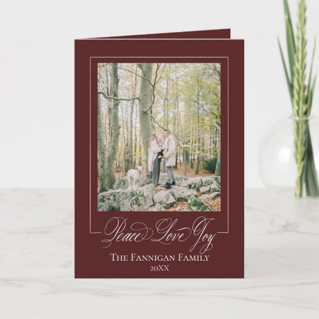 Peace Love Joy Elegant Holiday Card (Front)