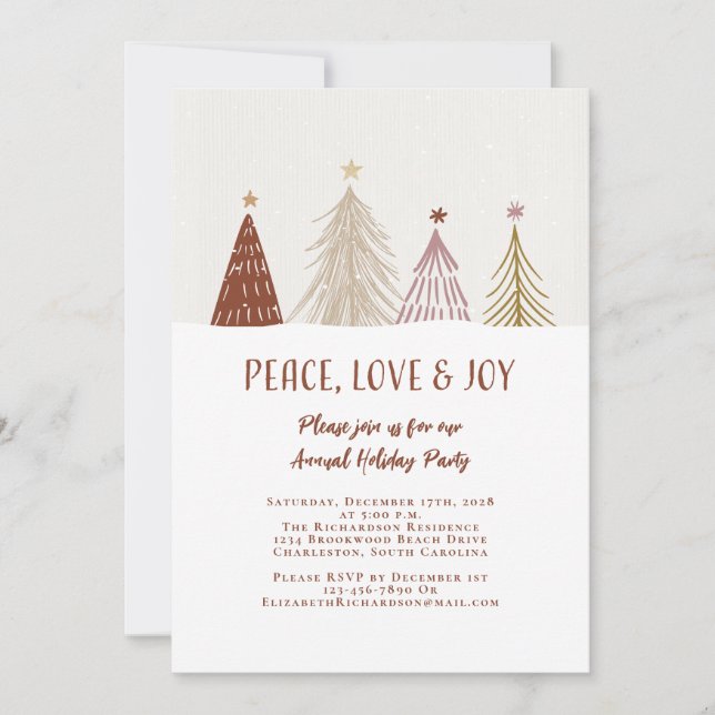Peace Love Joy Elegant Holiday Party Festive Invitation (Front)
