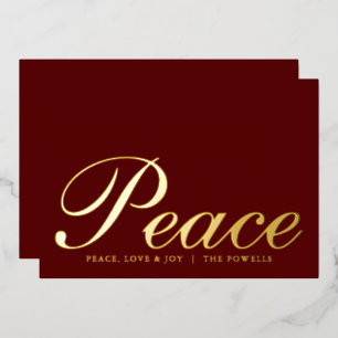 Peace Love Joy Elegant Typography Burgundy Gold
