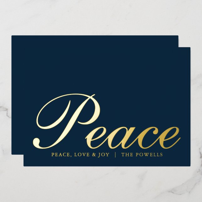 Peace Love Joy Elegant Typography Navy Blue Gold (Front/Back)