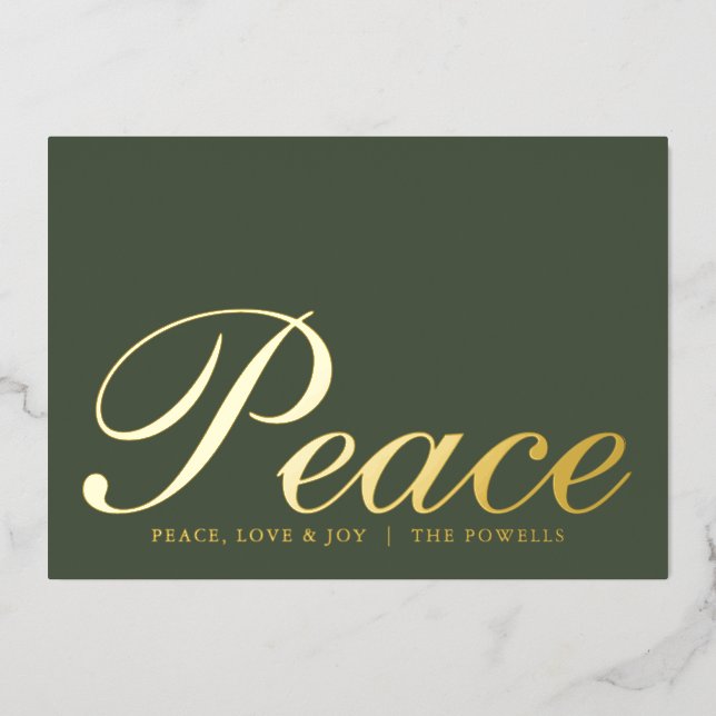 Peace Love Joy Elegant Typography Sage Green Gold (Front)