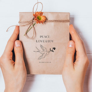 Peace Love Joy Faith Christmas Snow Bird Berries Rubber Stamp