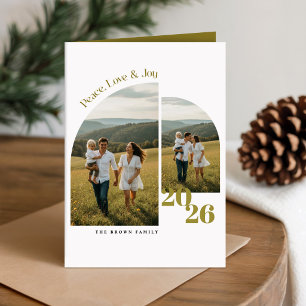 Peace Love Joy Family Photo Collage Christmas Holiday Card