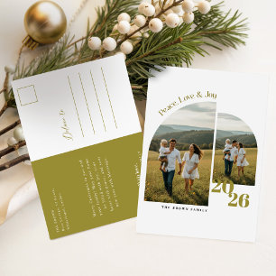 Peace Love & Joy Family Photo Merry Christmas Holiday Postcard