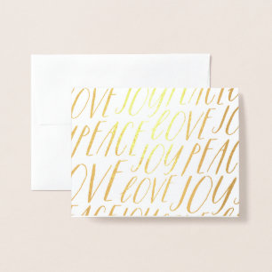 Peace Love Joy Gold Foil Christmas Greeting Card