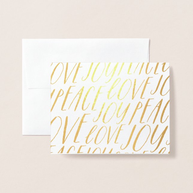 Peace Love Joy Gold Foil Christmas Greeting Card (Front With Envelope)