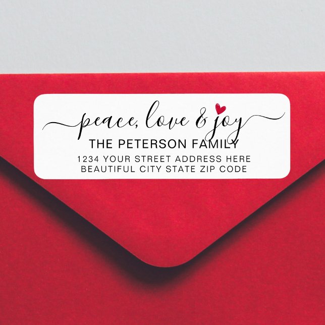 Peace Love Joy Heart Christmas Return Address  (Creator Uploaded)