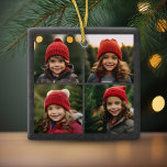 Peace Love Joy Holiday Chalkboard Photo Collage Ceramic Ornament<br><div class="desc">Use 4 square or instagram pictures to make a unique and trendy Merry Christmas memento. If you need to move anything around,  click on the customise button to make changes.</div>
