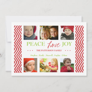 Peace Love Joy Holiday Chevron Photo Card Greeting