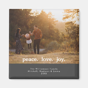 Peace Love Joy Holiday Christmas Family Photo Magnet