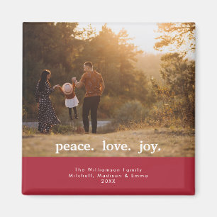 Peace Love Joy Holiday Christmas Family Photo Magnet