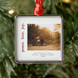 Peace Love Joy Holiday Christmas Family Photo Metal Tree Decoration