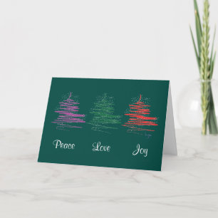 Peace Love Joy, Holiday - Modern Green Card