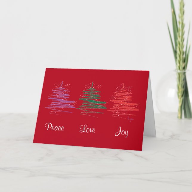Peace Love Joy, Holiday - Modern Red Card (Front)