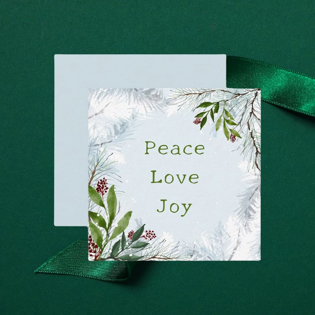 Peace Love Joy Holiday Pine Greenery Card (Creator Uploaded)