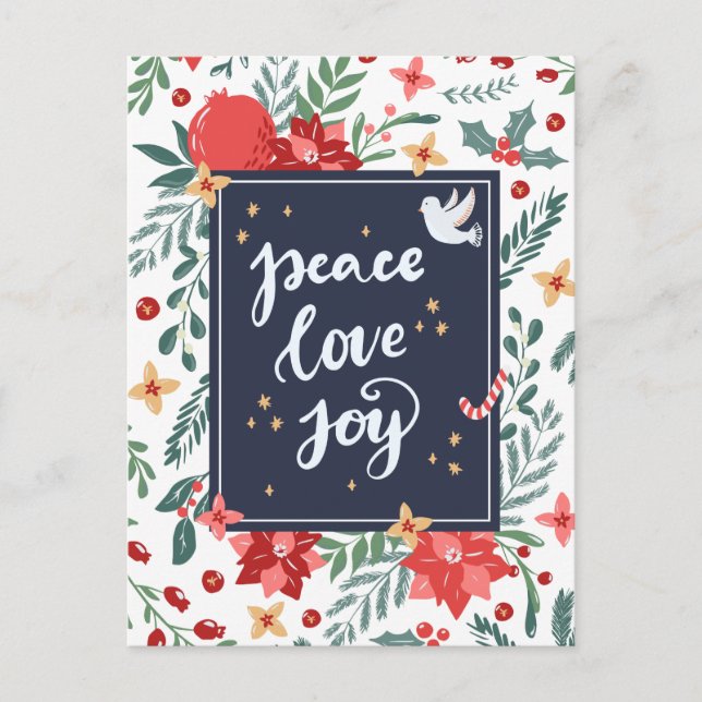 Peace Love Joy Holiday Postcard (Front)