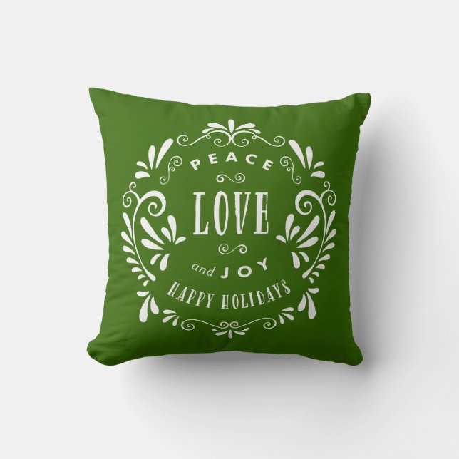 Peace Love & Joy | Holiday Throw Pillow (Front)