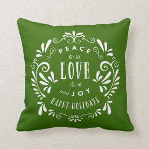 Peace Love & Joy Holiday Throw Pillow